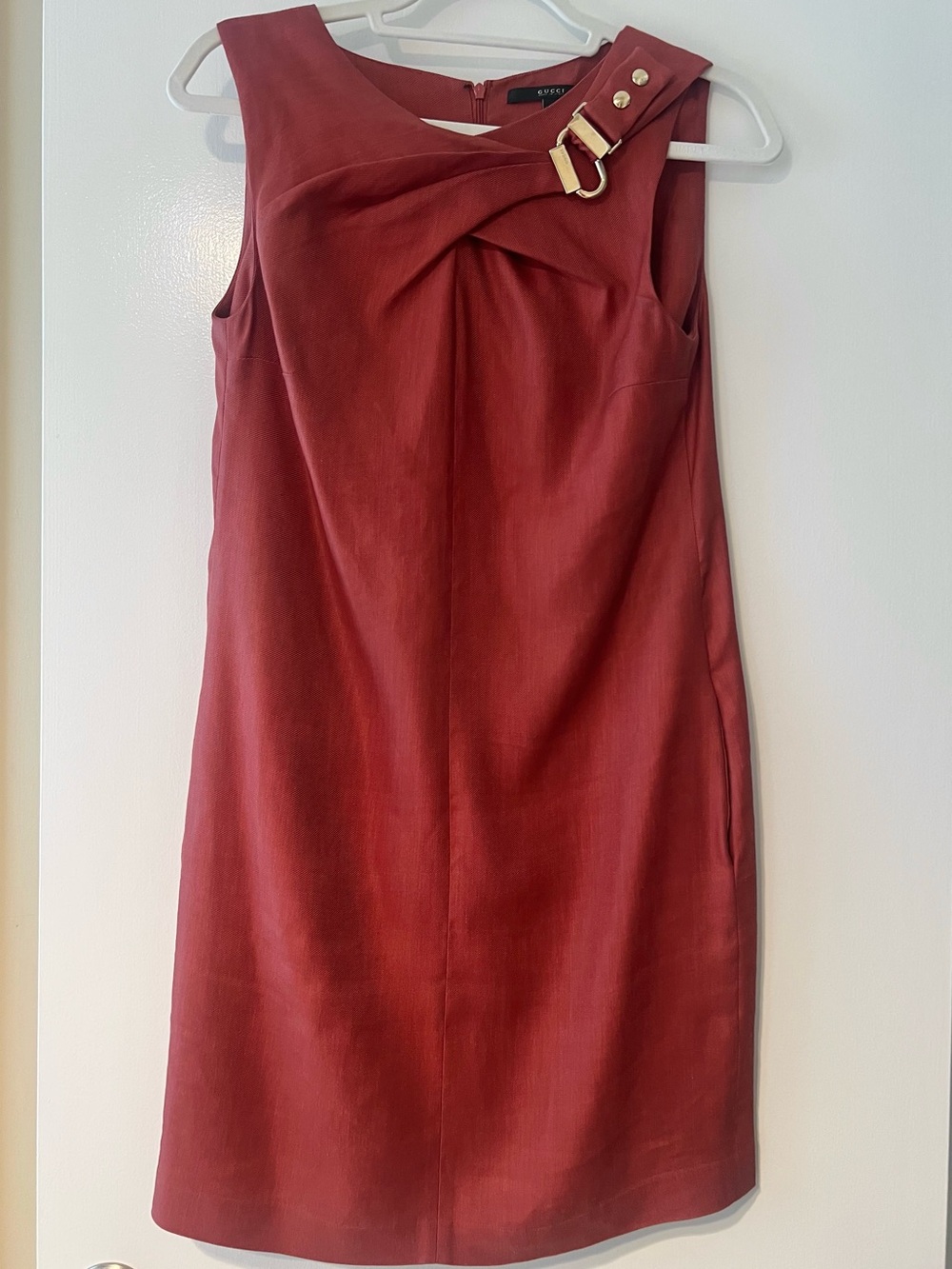 Gucci Terracotta Linen Twill Shift Dress IT40/US 6
